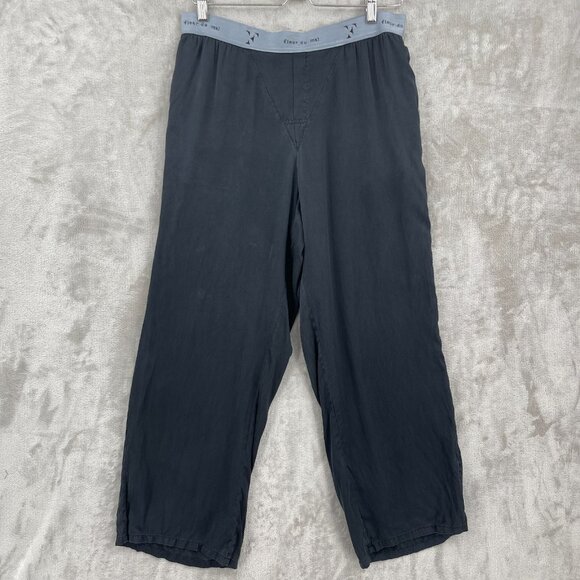 Fleur Du Mal Black Washable Silk Pajama Lounge Pants Pockets Flowy - Picture 1 of 14
